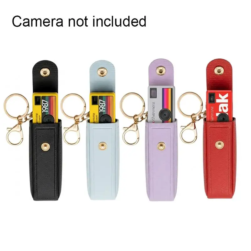 Solid Color PU Leather Portable Mini Lipstick Pouch Keychain Mirror Pendant Keyring Fashion Storage Bag Women Makeup Accessories