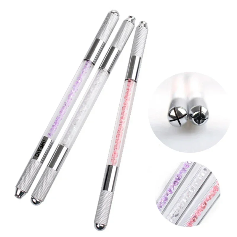 1pcs Double End Tattoo Manual Pen Microblading Tattoo Makeup Eyebrow Pen Double Usage for Flat or Round Needles Blade
