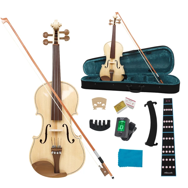 Professional Violin 4/4 Beginner Violin Maple Tiger Stripe Violins Set with  Case Bow Violin Shoulder Rest Tuner Mute Rosin Parts - AliExpress