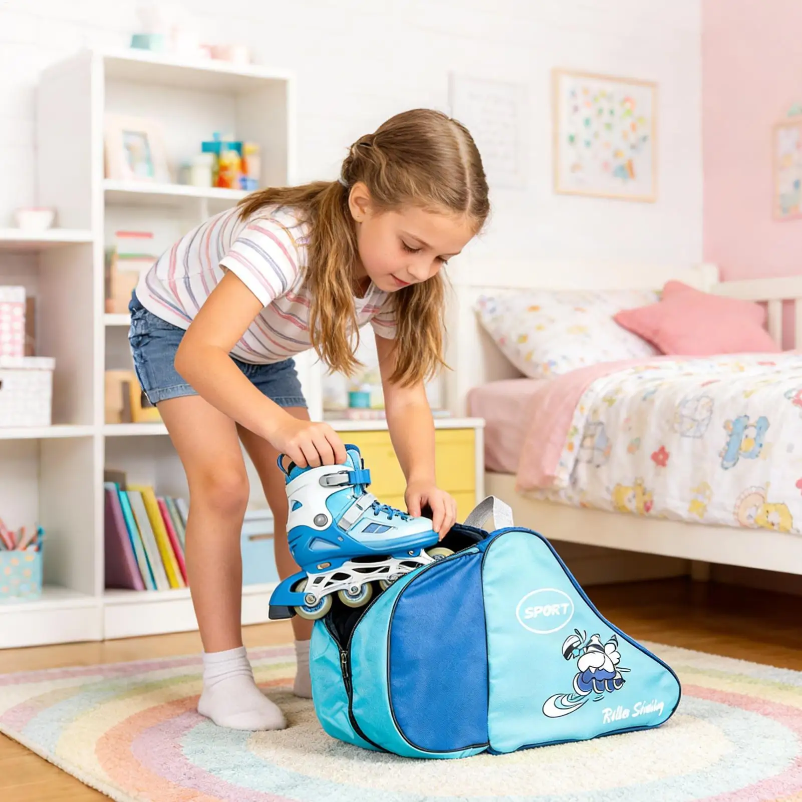 Roller Skate Bag Portable Large Storage Travel Case Hockey Skate Bag Travel Storage For Hockey Rink Luggage Daily Outdoor