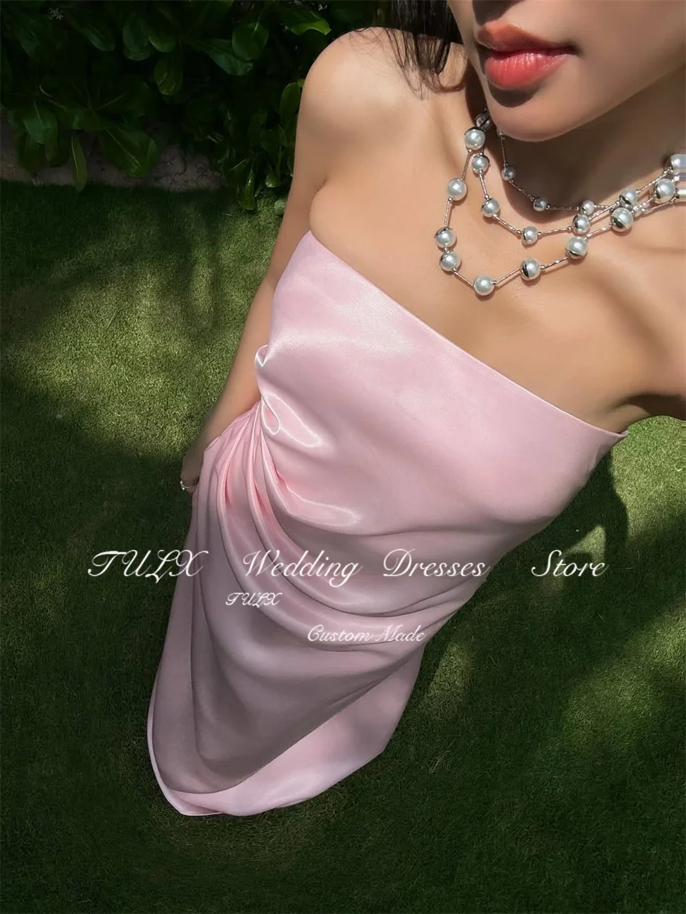 TULX – robe de soirée en Satin rose, élégante, sans bretelles, sans manches, style sirène, longue, pour occasions formelles, personnalisée, 2026