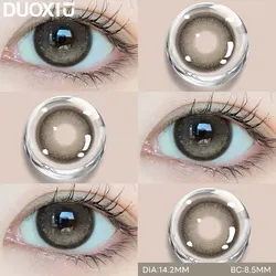 Duoxiu 2pcs Color Contact Lenses With Myopia Diopter-0.00~ -8.00 Brown Nature Beauty Makeup Pupils For Wedding Portrait Selfie