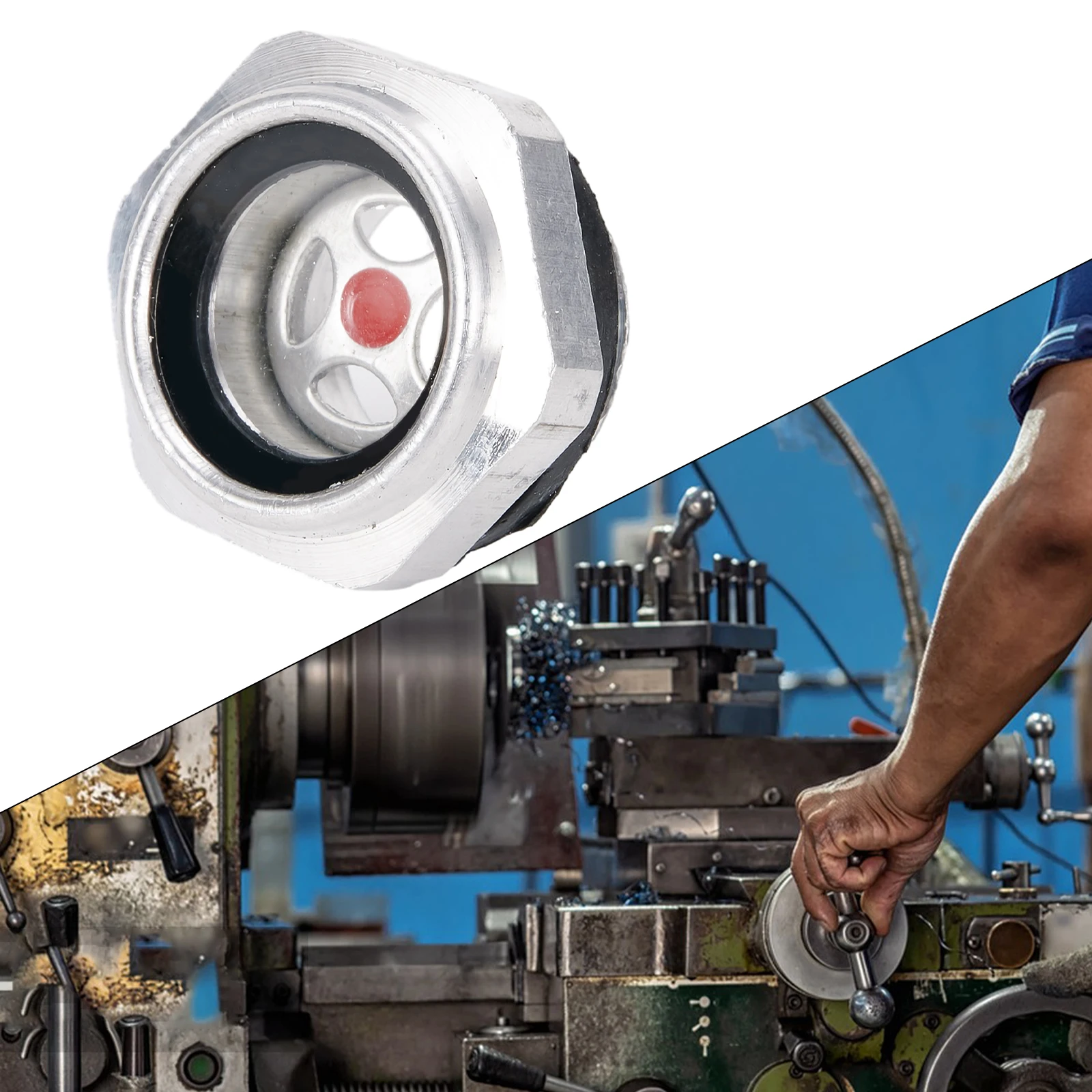 Efficient Aluminum Oil Level Inspection Tool for Air Compressor Heat Resistant and Clear Sight Glass Internal Hex Design