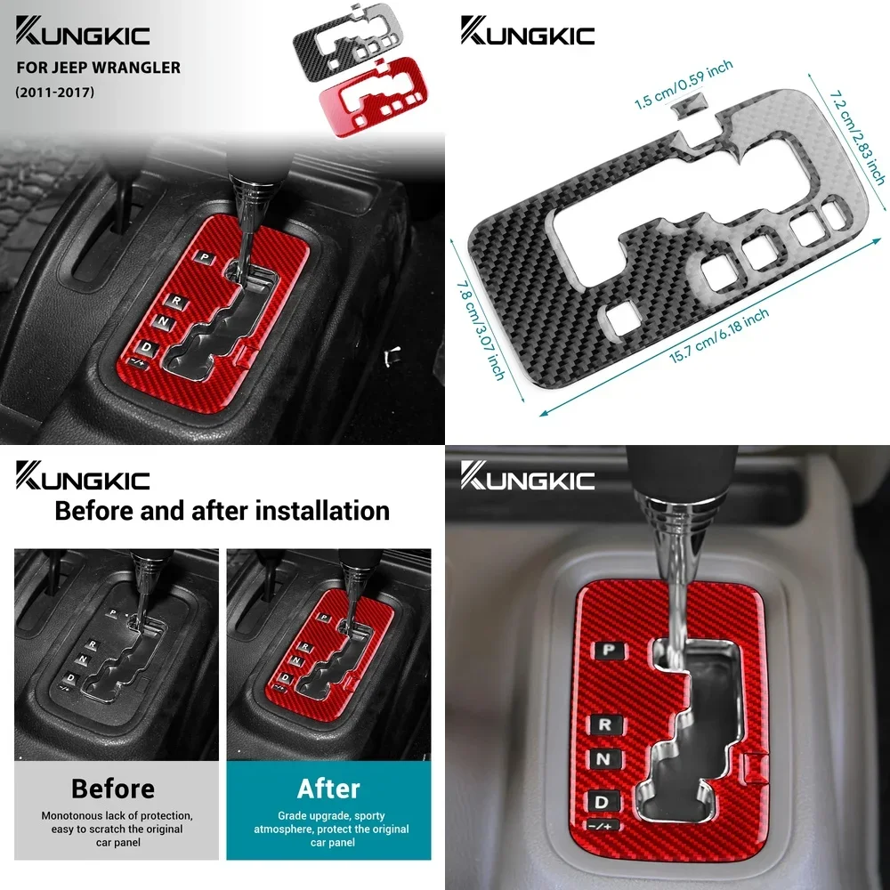 

For Jeep Wrangler JK JKU 2011 2012 2013 2014 2015 2016 2017 Real Soft Carbon Fiber Car Gear Shift Panel Interior Trim Sticker