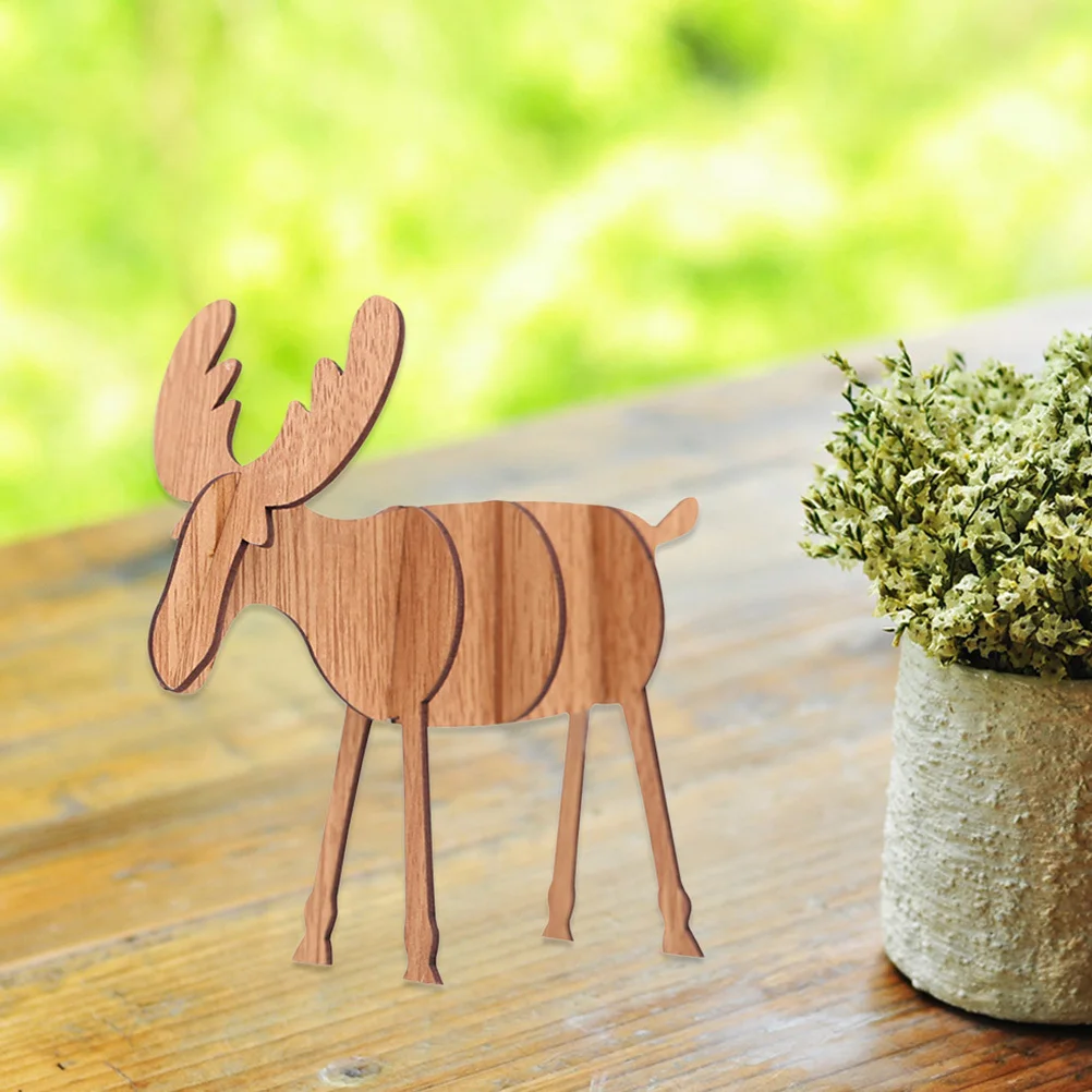 

6Pcs Elk DIY Assembly Wooden Xmas Desktop Ornaments Creative Christmas Decor Holiday Party Props Wood Christmas Elk Ornaments