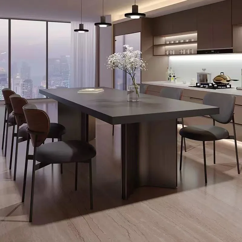 

Italian-Style Minimalist Rock Slab Dining Tables Nordic Retro Style High-End Dining Room Table Designer Creative Furniture FYDT