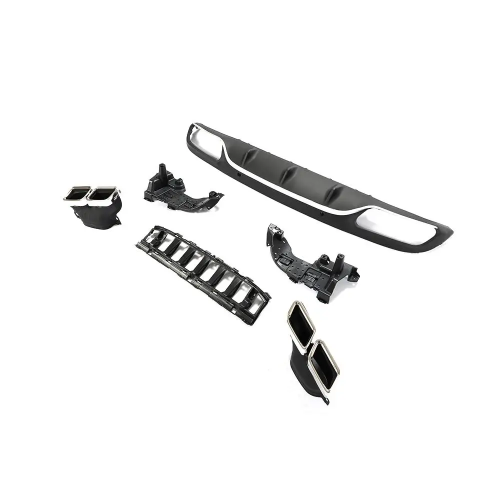 Car Rear Bumper Diffuser with exhaust tips for Mercedes Benz C205 Coupe C200 C300 C43 AMG to C63 AMG 2014-2019 Rear Apron Lip