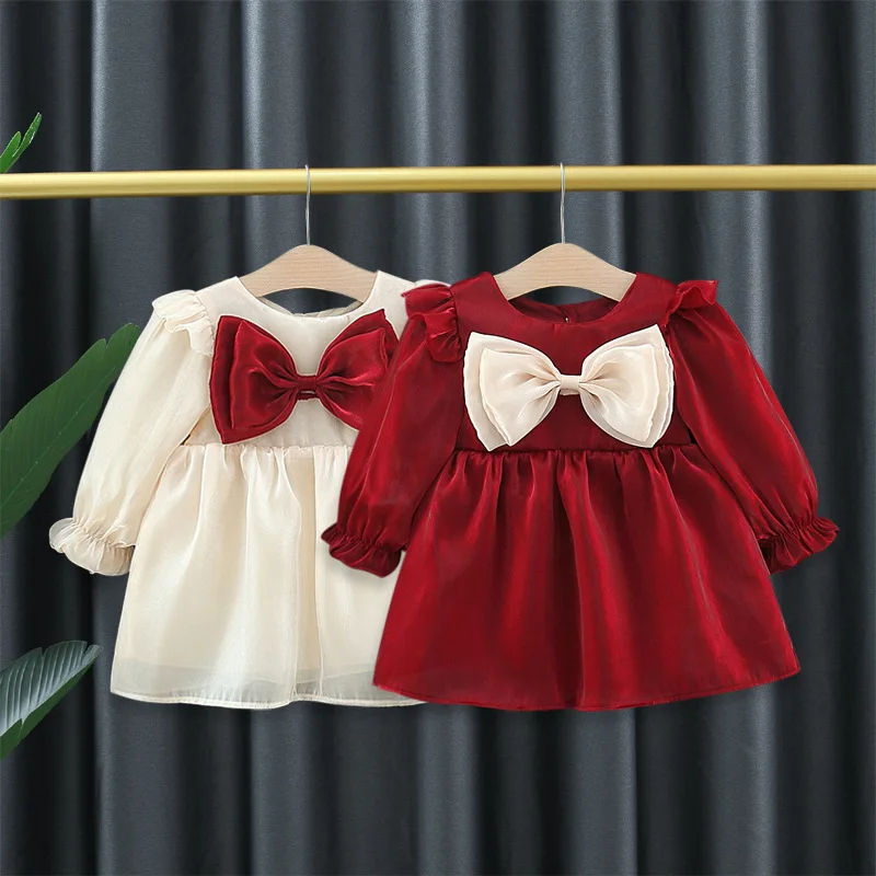 Spring Autumn toddler Baby's Girl Clothes Bow Dress costume for 1 year baby Birthday infant Girl's Clothing Casual Dresses dress