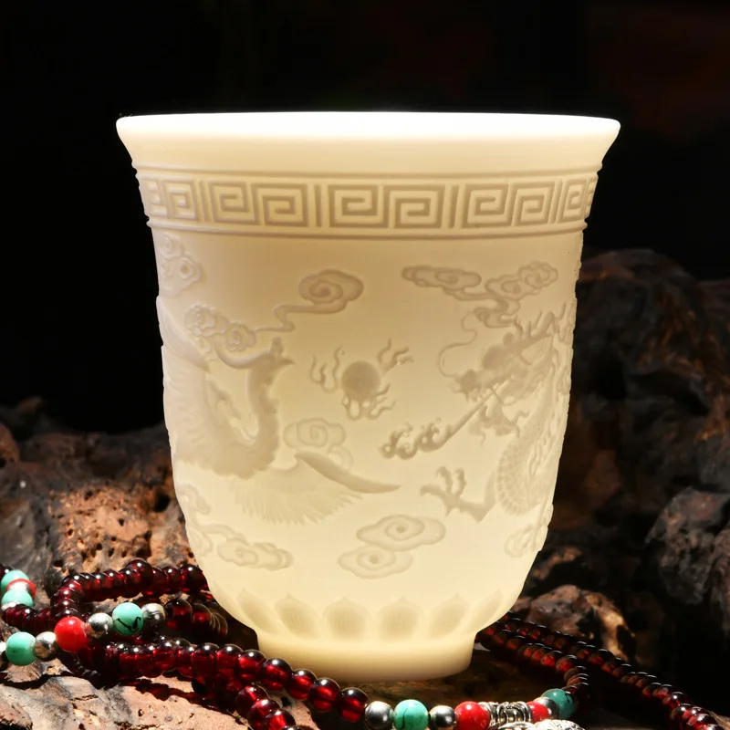 Chinese white porcelain cup goat fat jade personal cup Tea set ceramic host cup sample tea cup Kung Fu tea cup cup