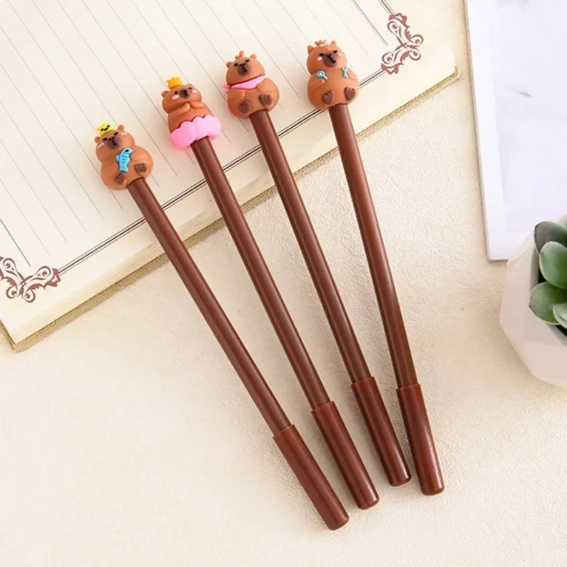 24Pcs Wholesale Creative Animal Kapibara gel pens Cartoon Novelty Capybara Stationery Student Prize Gifts Fresh Office pen