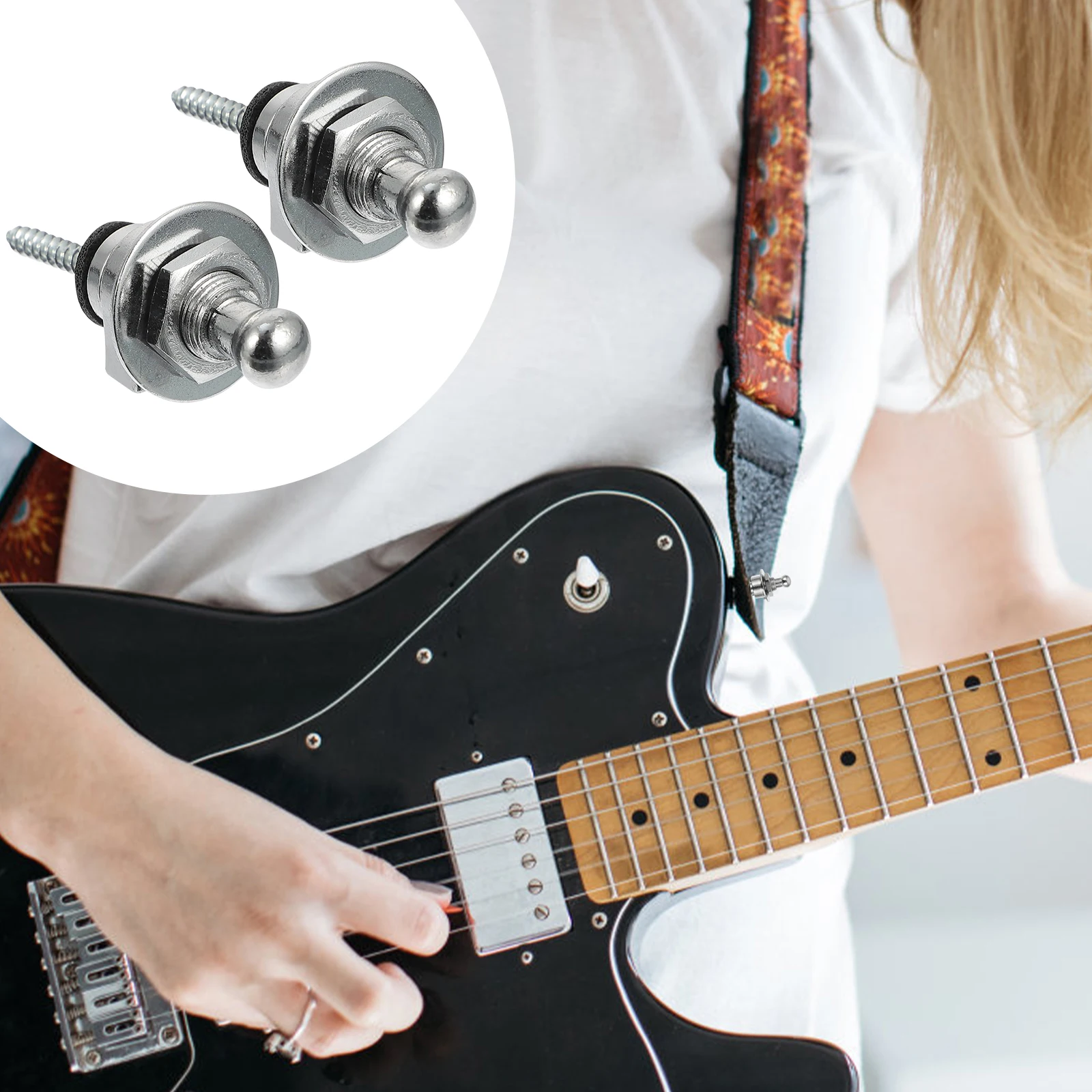 

2pcs Anti-Slip Strap Buckles Durable Guitar Button Locks For Acoustic Electric Guitar Bass Anti-Fall Security Strap Fixators