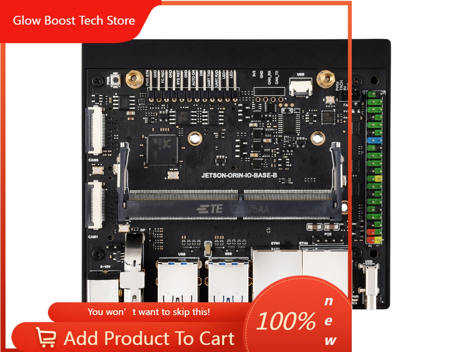 

Плата расширения NYJetson Orin Nano/NX IO Base B с двумя портами LAN, двумя портами CSI, 7 портами USB, поддержкой M.2 SSD и Wi-Fi для вычислений на периферии ИИ