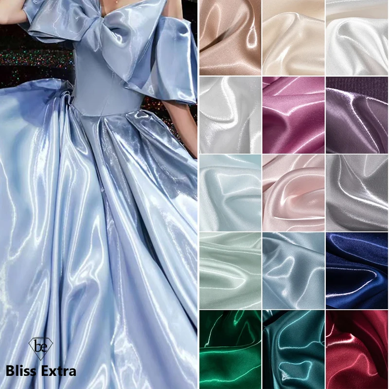 Luxury Glossy Metallic Liquid Satin Fabric Wide 59\