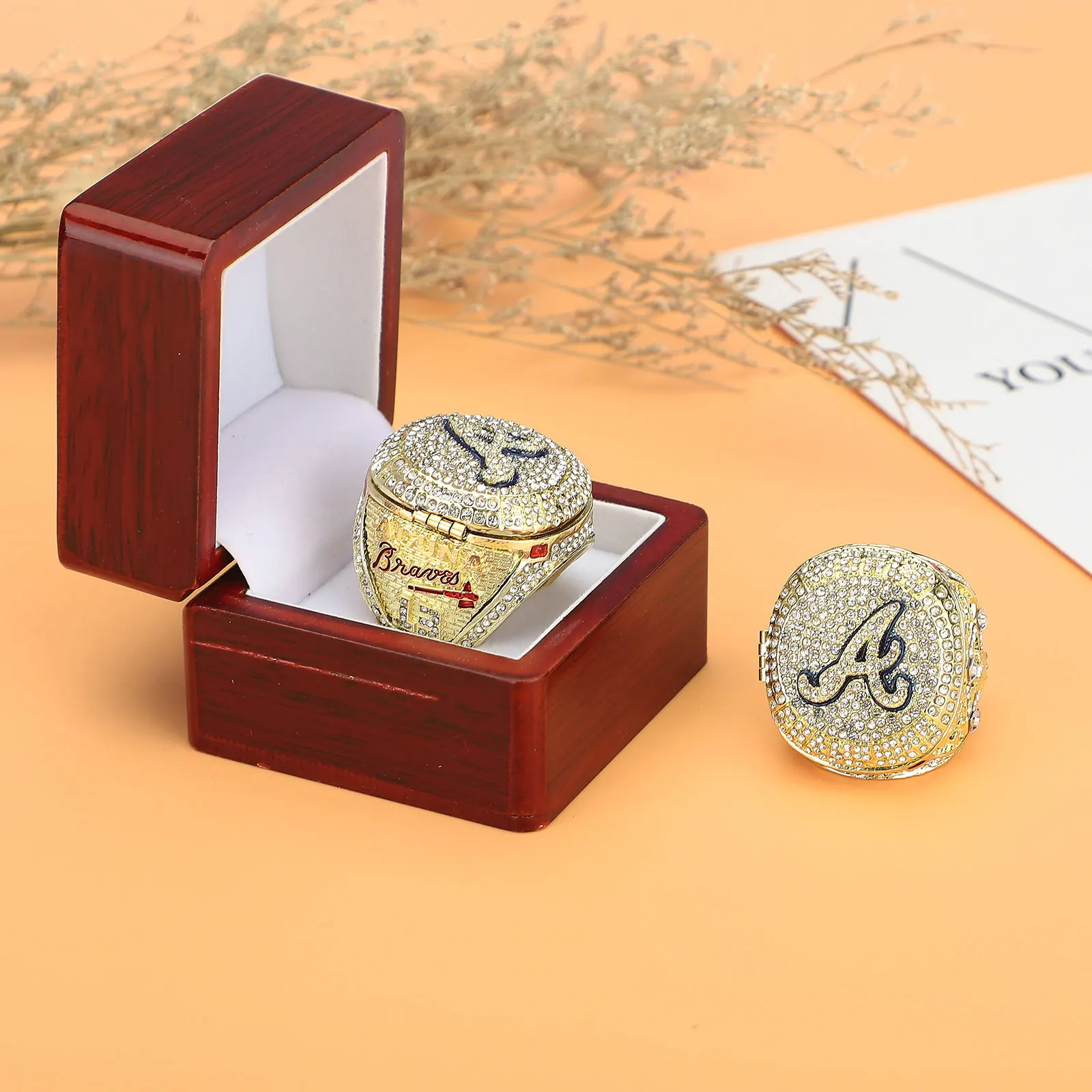 Ring Gift Box Valentine's Day Square Shape Wooden Championship Rings Fit For Sports Collection Jewelry Packaging Case