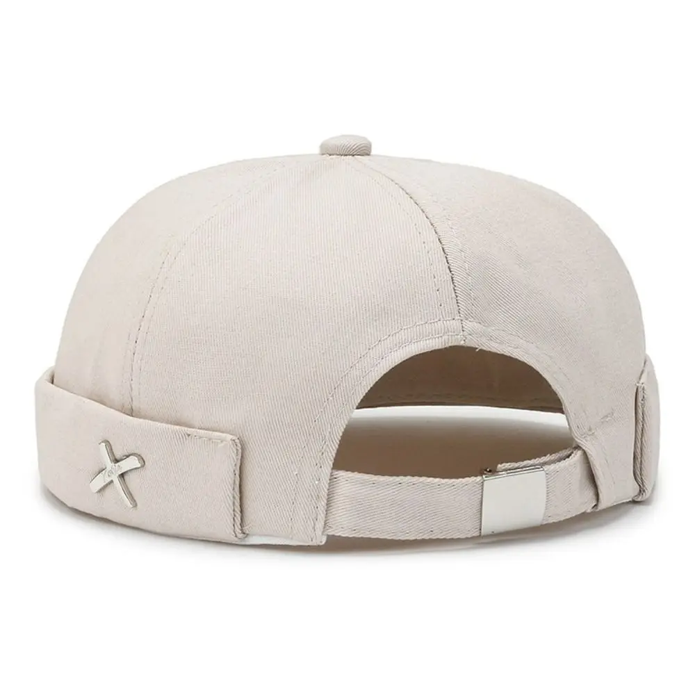 Vintage Washed Style Brimless Docker Cap Cotton Solid Color Brimless Hat Adjustable Melon Beanie Cap Winter