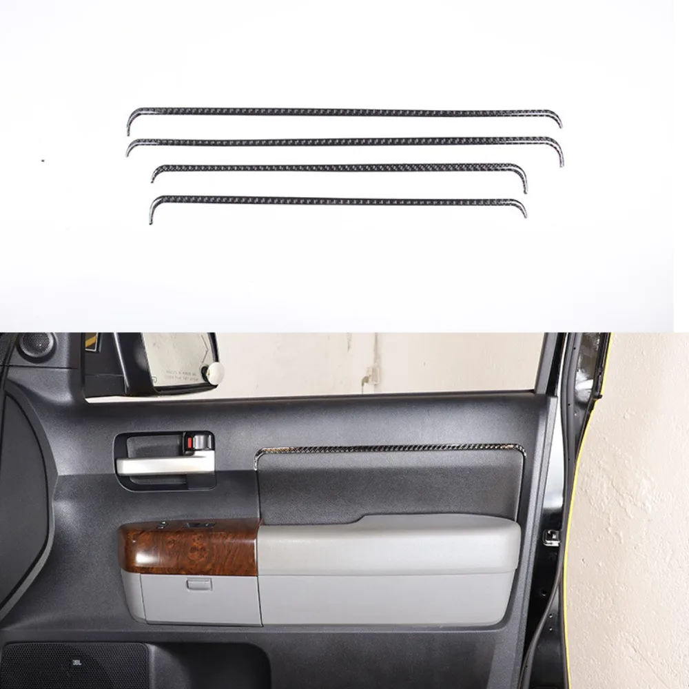 Inner Door Panel Decorative Strips For 07-13 Toyota Tundra Real Carbon Fiber (soft) 4-piece Set