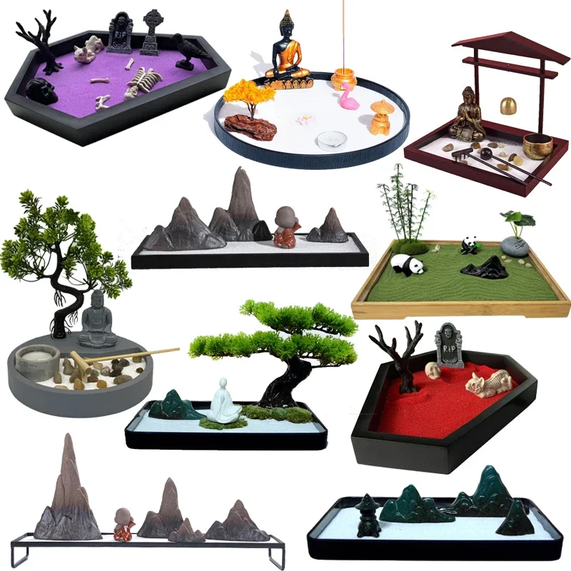 Buddha Zen Sand Table Rockery Desk Decoration Restaurant Office Desktop Micro Landscape Halloween Sand Table Decoration