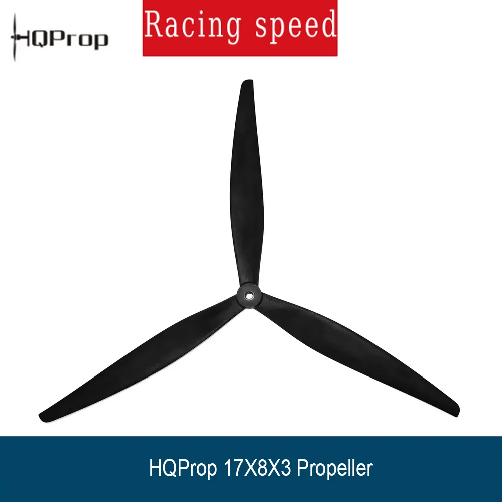 HQProp 17X8X3 Black-Glass Fiber Reinforced Nylon 3 Blades 8 Pitch 12mm Hub Thickness for Long-Range FPV Drone