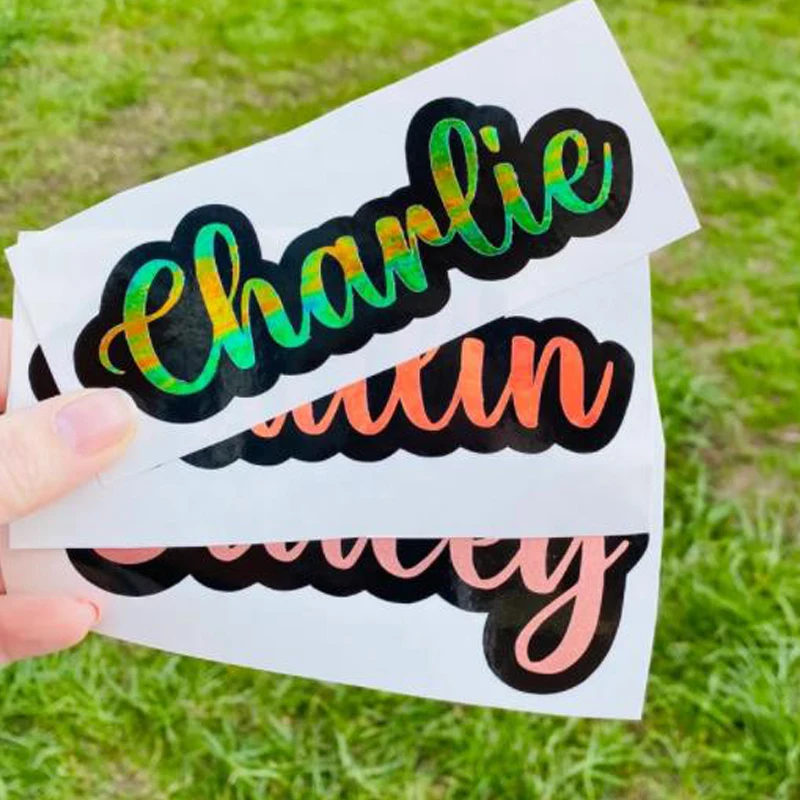 מדבקות שם הולוגרפית אישית מדבקות עבור בקבוקי מים דקורטיביים מסיבת ויניל מדבקות טקסט עמיד למים תוויות טקסט עמיד למים
