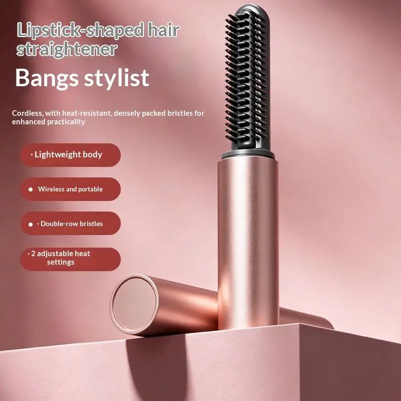 Wireless Mini Electric Hair Styling Comb 30S Fast Heating Portable Curling Tool for Bangs Morning Quick Makeup