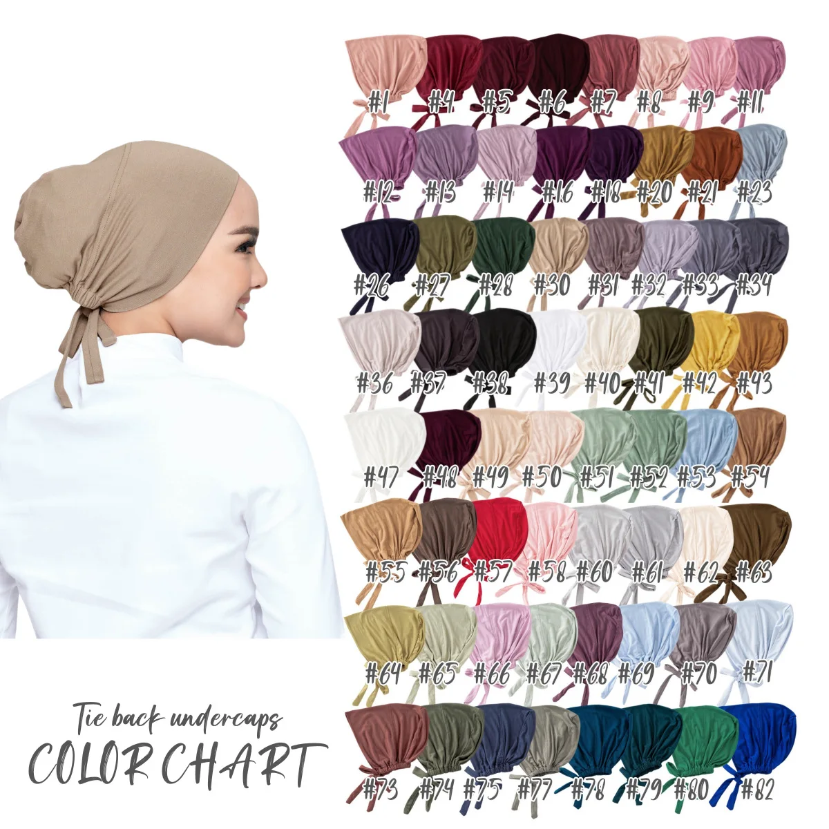 

82 цвета: Модные женские нижние хиджабы с завязками, однотонные хлопковые/спандексовые/джерси подхиджабные шапочки для повседневной носки и Рамадана