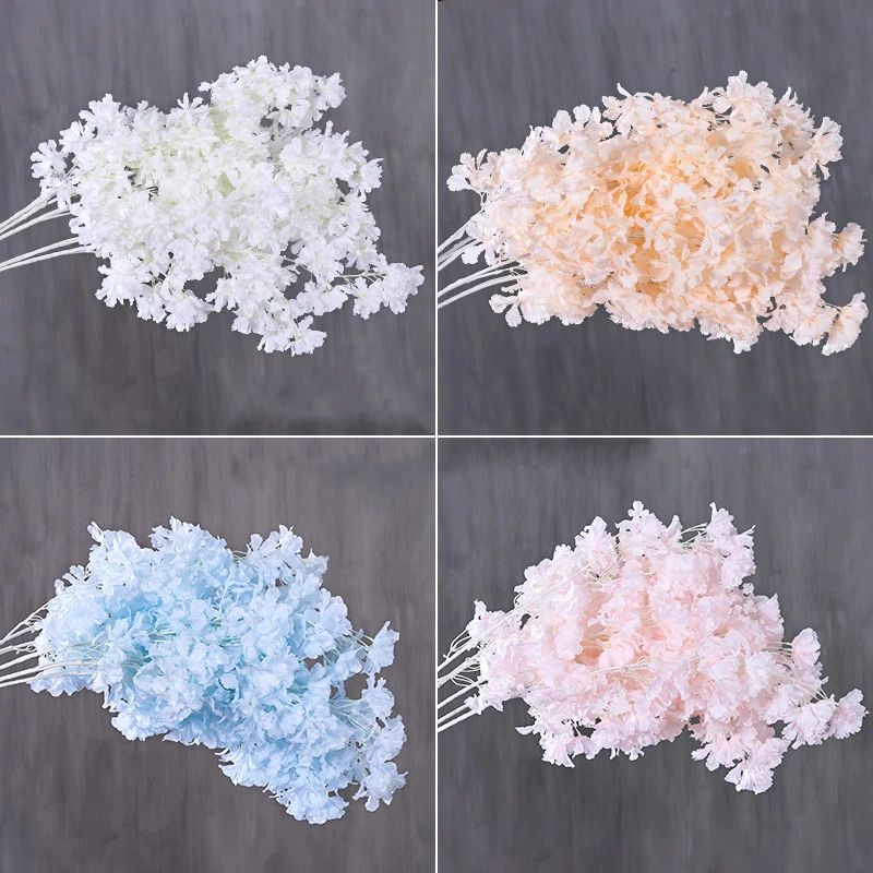 107CM Silk Hydrangea White Branch Snow All Over The Sky DIY Artificial Cherry Home Party Decoration Wedding Arch Decoration