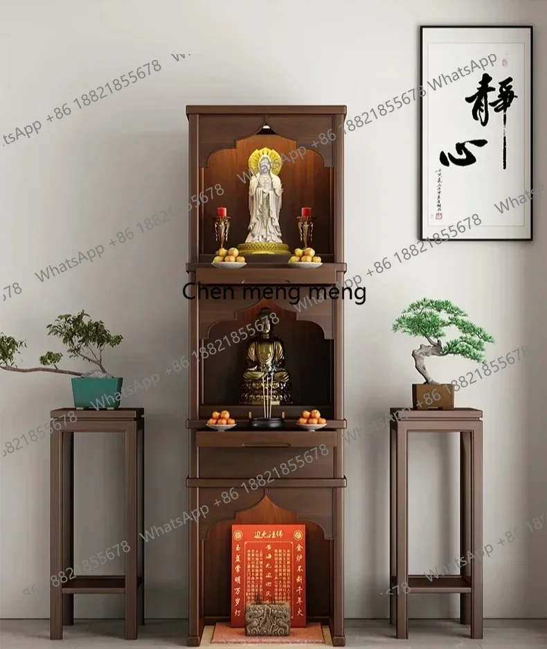 Hot sales 100% Solid Wood Incense Holder for Home Use with Medieval Buddhist Platform, Three-Layer Buddhist Niche Model