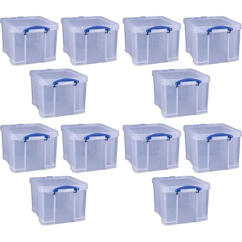 Really Useful Box 32 Liters Storage Bin Container with Snap Lid and Clip Lock Handles for Lidded Home