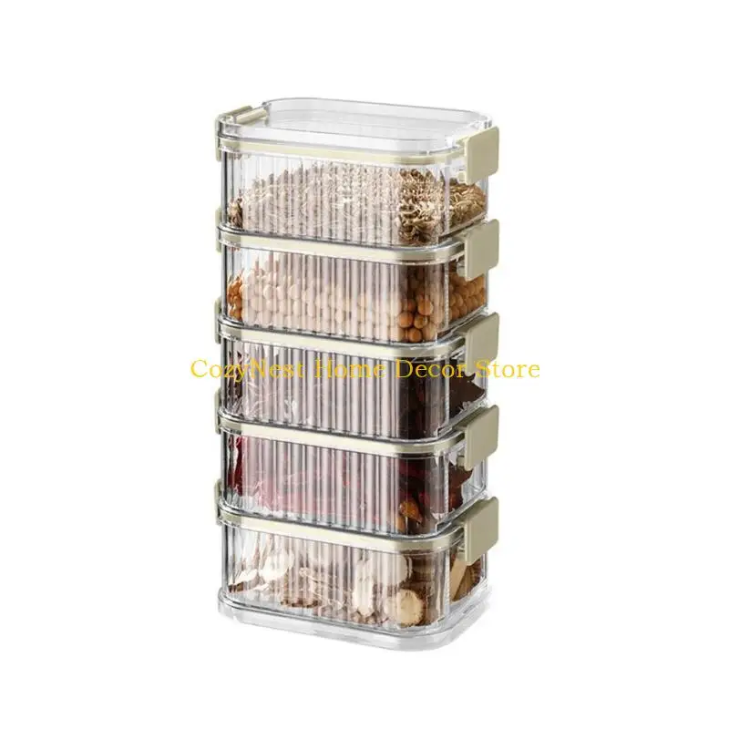 Distribuidor transparente especiarias 92MF com tampas intercambiáveis ​​que temperam a caixa armazenamento