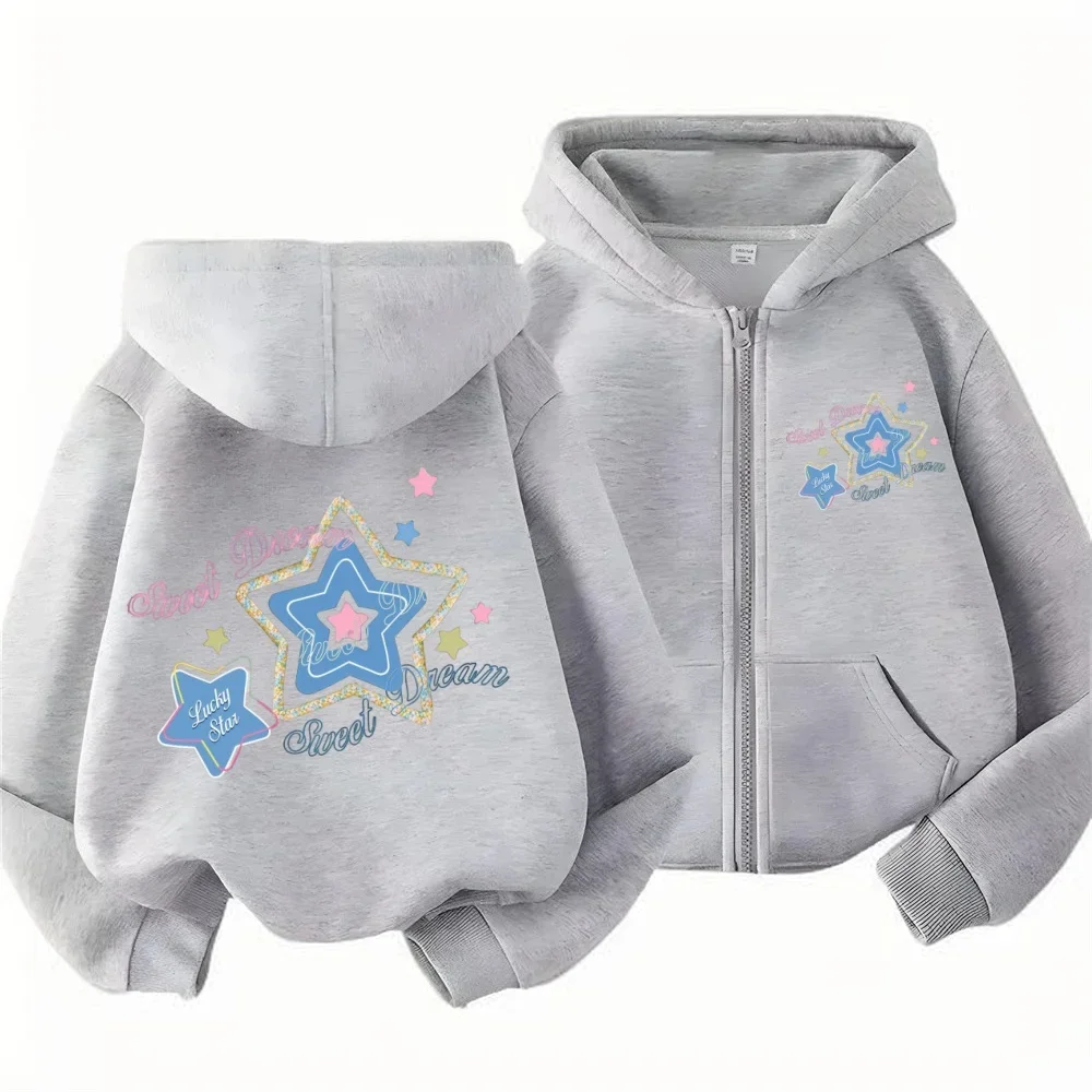 Y2K Trend, Interesting Star Pattern Children's Hooded Sweatshirt, Large-sized Children's Comfortable and Soft Pullover Hoodie