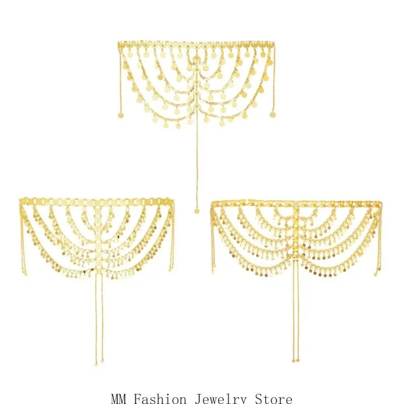 

Ethnic Arabic Coin Head Accessory Hair Chain Complements Any Fashion Outfit D0UB