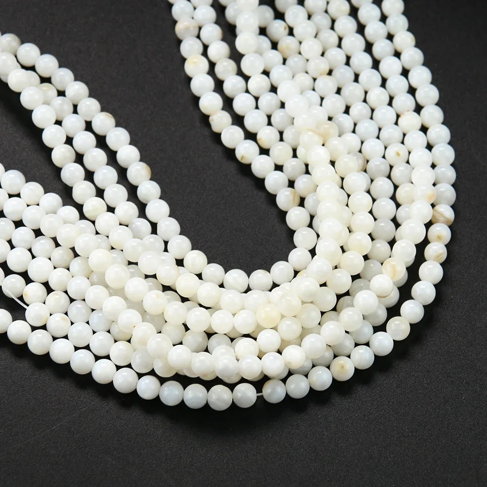 4/6mm Luster Smooth Real White Mother of Pearl Shell Round Scattered Beads Hole Button Scrapbook Necklace Bracelet Jewelry Parts