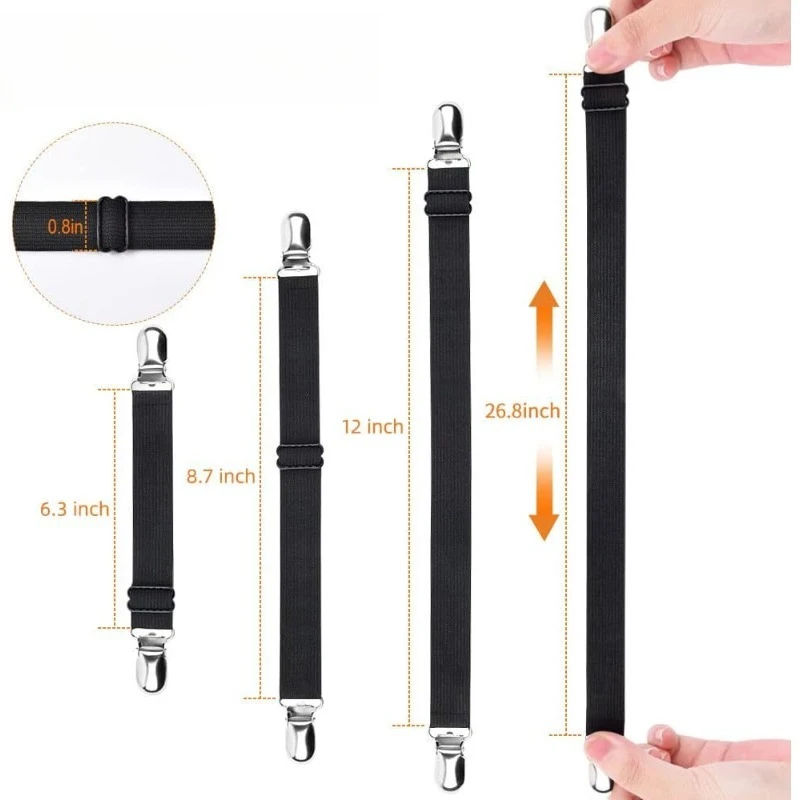 Sofa Cushion Mattress Pad Cover Gripper Corner Clip Adjustable Bed Sheet Fasteners Suspender Elastic Band Strap Clips 2.5cmWidth