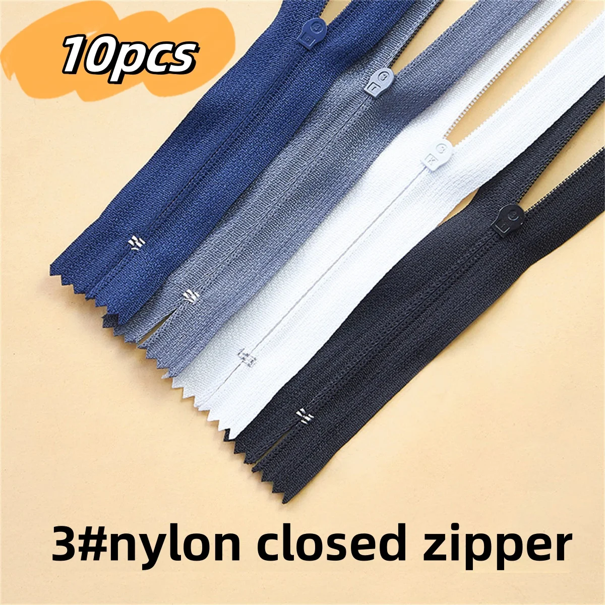 (10pcs)3# nylon closed tail zipper dress pants front front crotch pocket short zipper 18cm