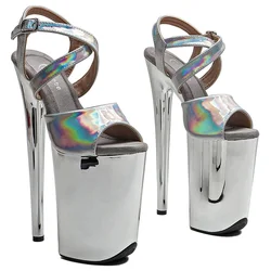 Leecabe 23CM / 9inches Shiny PU Upper open toe fashion Platform High Heels Sandals stripper heel Pole Dance shoes