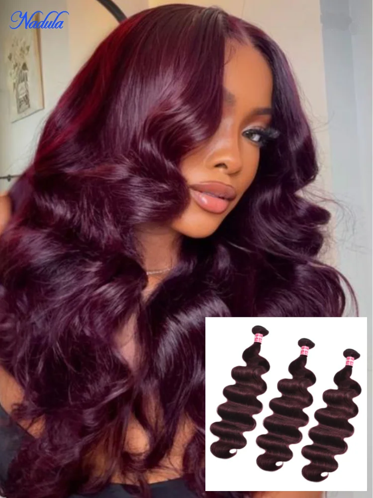 

Пучки утка человеческих волос Nadula черного вишневого цвета, 100% бразильские объемные волны, цветные утки человеческих волос