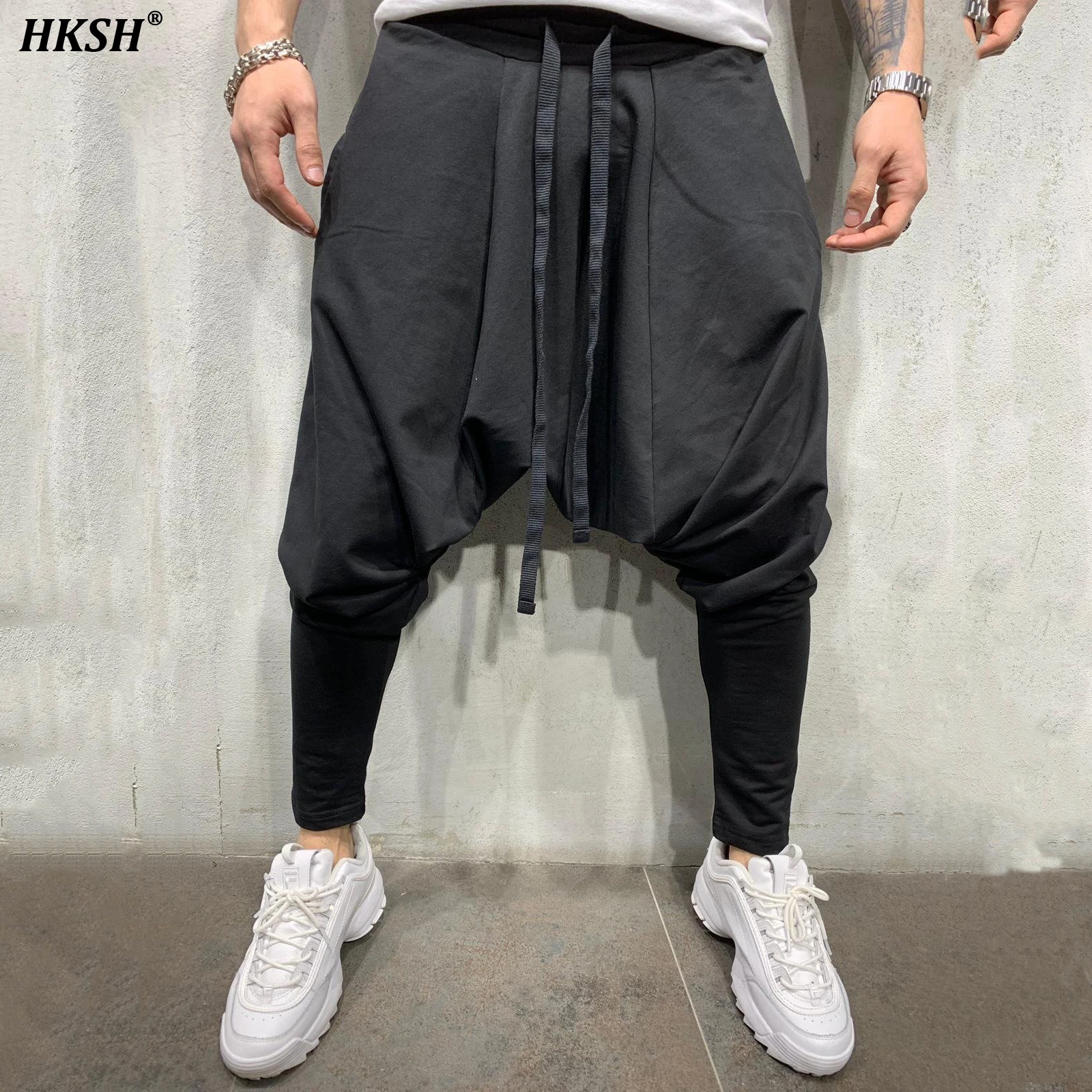 

HKSH Spring Summer Men's Tide Japanese Style New Hip Hop Trendy Casual Pants Loose Solid Color Streetwear Sports Trousers HK1540