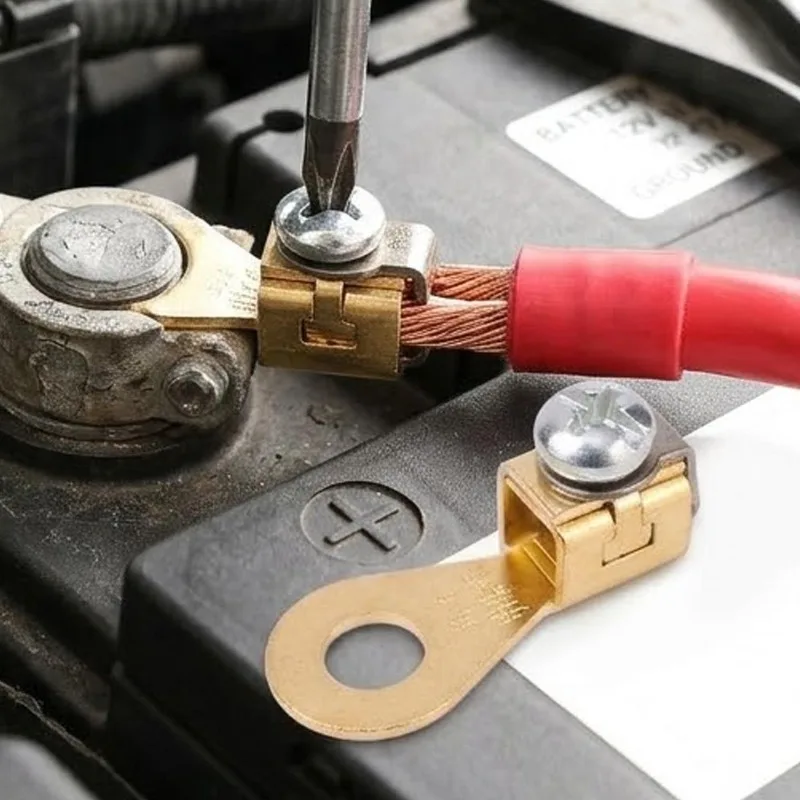 Car Battery Terminal Blocks with Terminal Collet Set Accessories Connectors Solid Copper Crimp Connectors Replacement Battery view 4