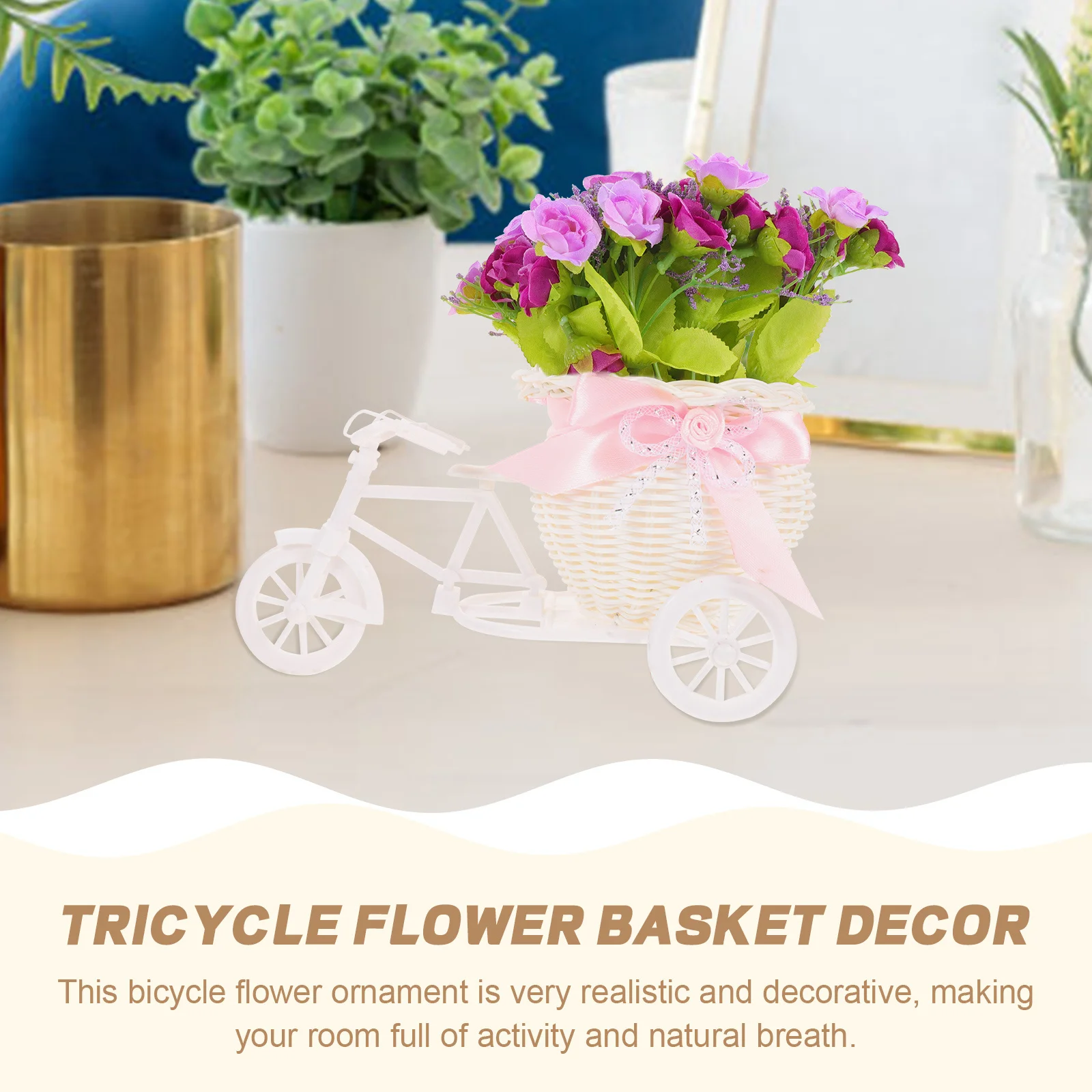 

Artificial Bicycle Flower Basket Decorative Simulated Flower Ornament for Wedding Home Garden Decor Garden Decor