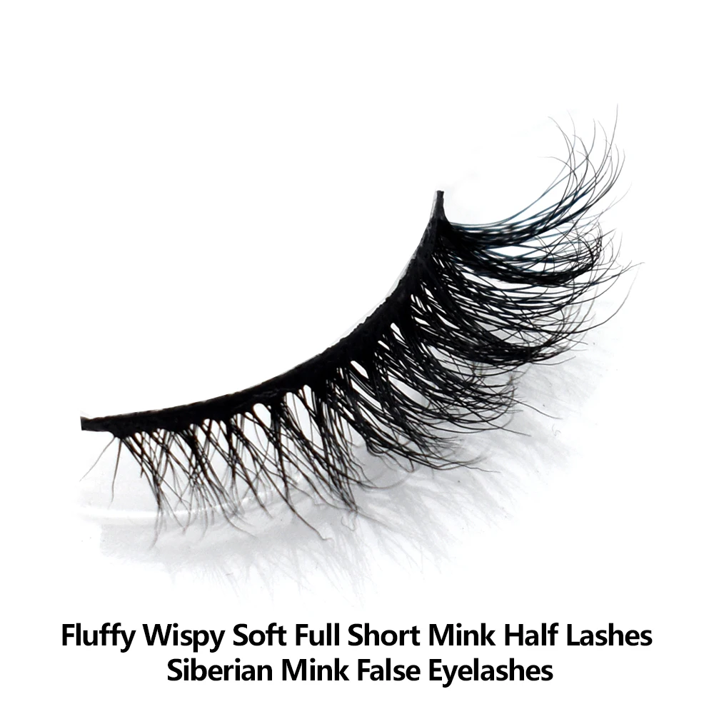 FOXESJI Makeup False Eyelashes Short Mink Half Lashes Fluffy Wispy Soft Cross Mink Eye Lashes Natural Short Lashes Extension