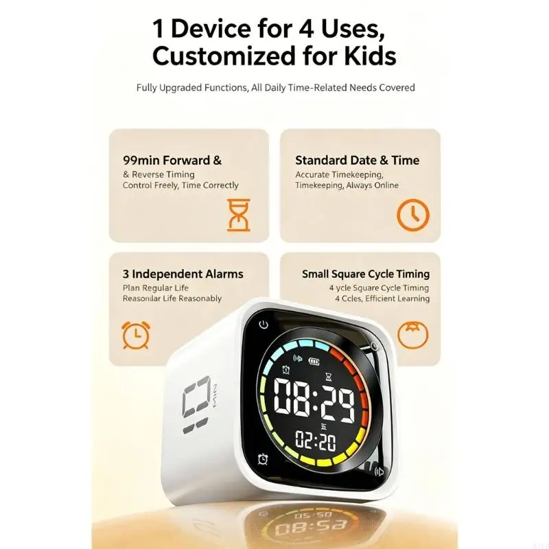 Rotating Cubes Timers with Weight Sensors & LED Display ABS Timer Cubes for Time Management In Work Study Or Home M4YD