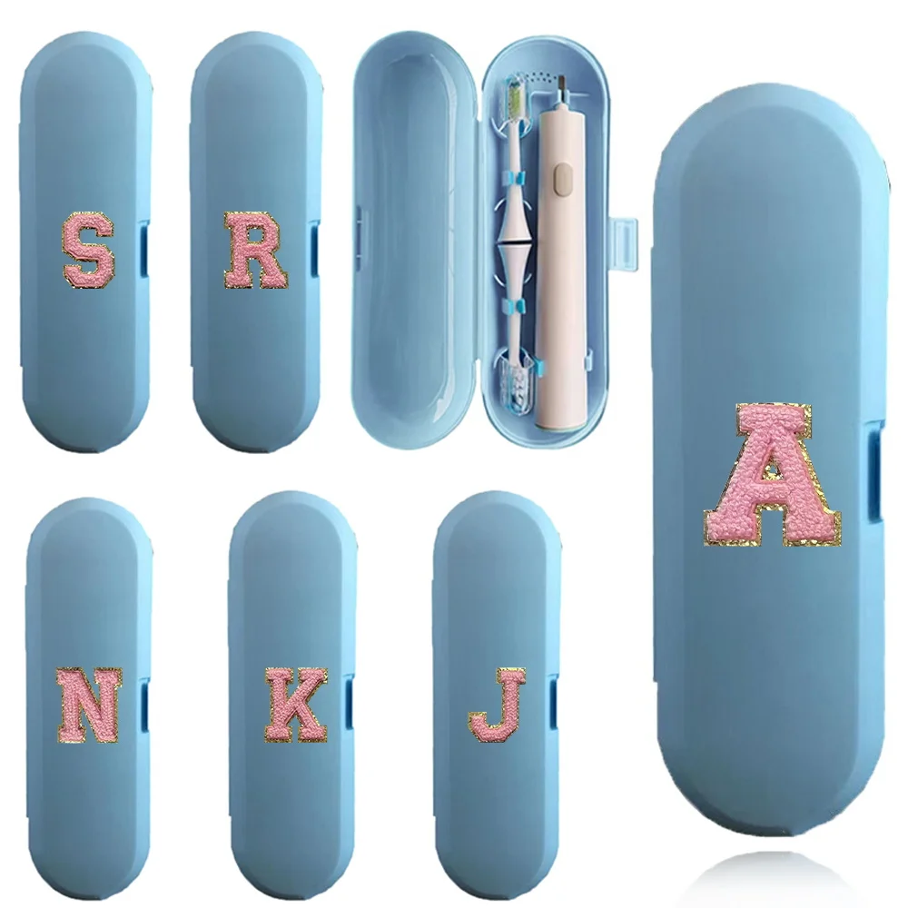 

Initial Chenille Portable Electric Toothbrush Cup Universal Toothbrush Storage Holder Initial Name A-Z 26 Letters Pink Pattern