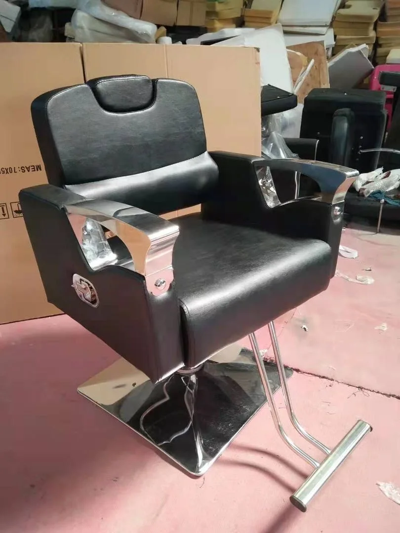 Silla de peluquero a la venta, silla de peluquero hidráulica pesada, sillas de peluquero antiguas doradas, embalaje de madera de cuero dorado