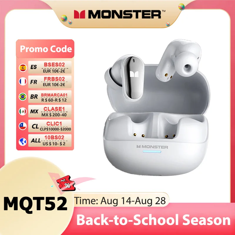 Choice Monster nuevo MQT52 TWS inalámbrico Bluetooth 5,4 auriculares estéreo HIFI para juegos música auriculares parlantes cancelación de ruido auriculares