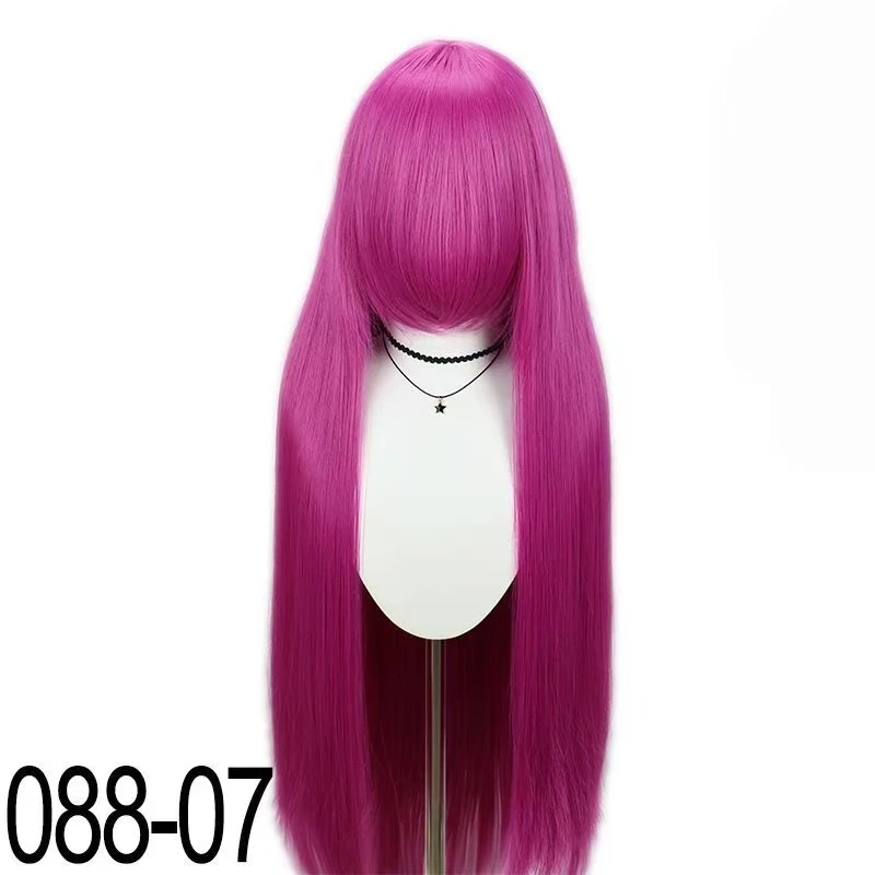 

Anime Cosplay Wig 100cm Synthetic Wig Universal Long Straight Colored Wig with Rose Net Heat Resistant Synthetic Hair