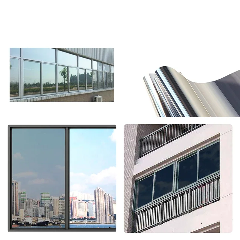House Window Privacy Film Adhesive Vinyl Mirror Foil One-Way Screen Tint Stickers UV Protection Car Glass Anti-Looking view 4