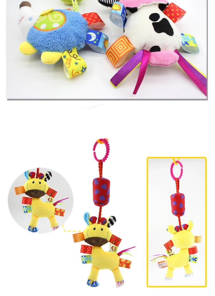 ของเล่นเขย่ามือเด็กแบบแขวนสำหรับติดเบาะรถยนต์ เปลเด็ก รถเข็นเด็ก ของเล่นเสริมพัฒนาการแบบมอนเตสซอรี่ ของเล่นผ้าพลัฌสำหรับเด็กอายุ 0-12 เดือน พร้อมยางกัดสำหรับเด็กแรกเกิด
