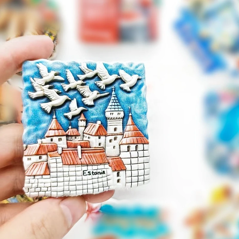 Estonian Castle Fridge Magnet - 3D Medieval Souvenir Tallinn Old Town Decor Unique Baltic Gift with Strong Magnet
