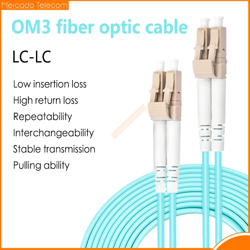 

50pcs/lot LC to LC Multi-Mode OM3 OM4 Fiber Cable 2.0/3.0mm Multimode Duplex LC-UPC Fiber Optical Jumper Patch Cord 1m 2m 3m 5m