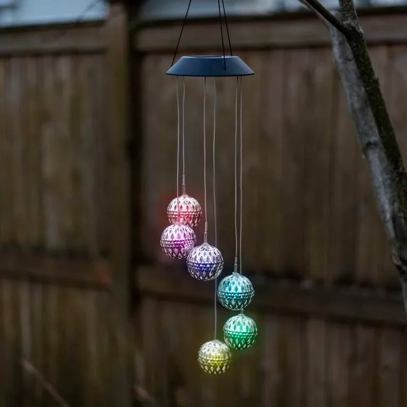 Touch Of ECO Solar Metal Orb Wind Chime Mobile - Color Changing , Outdoor, Weather Resistant - for Home, Decoration, Garden